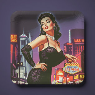 Retro Las Vegas Pin-up Papieren Bordje