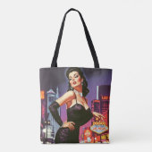 Retro Las Vegas Pin-up Tote Bag (Achterkant)
