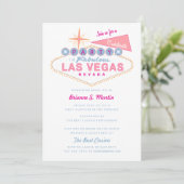 Retro Las Vegas Sign Bachelorette Party Kaart (Staand voorkant)