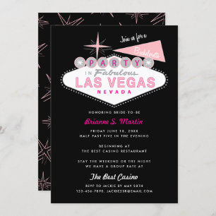 Retro Las Vegas Sign Bachelorette Party Uitnodigin Kaart