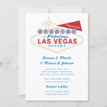 Retro Las Vegas Sign Kaart<br><div class="desc">Het iconische "Welkom in Las Vegas" gebarentaal is voorzien van de tekst "Wedding in Las Vegas". De stijltekst van de terugkeer voor bruid en groepeert namen en ontvangstplaats. Retro-sterpatroonbacker is optioneel. Afgeronde hoeken zijn optioneel.</div>