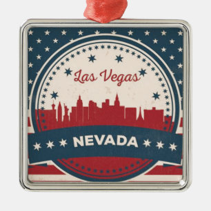 Retro Las Vegas Silhouette Metalen Ornament