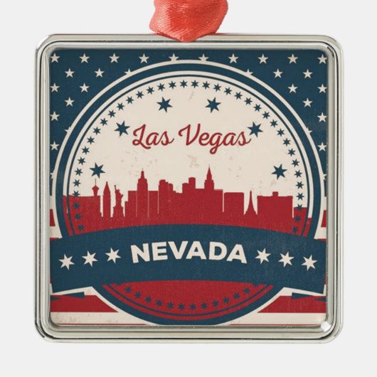 Retro Las Vegas Silhouette Metalen Ornament (Voorkant)