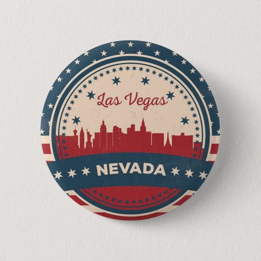 Retro Las Vegas Silhouette Ronde Button 5,7 Cm (Voorkant)