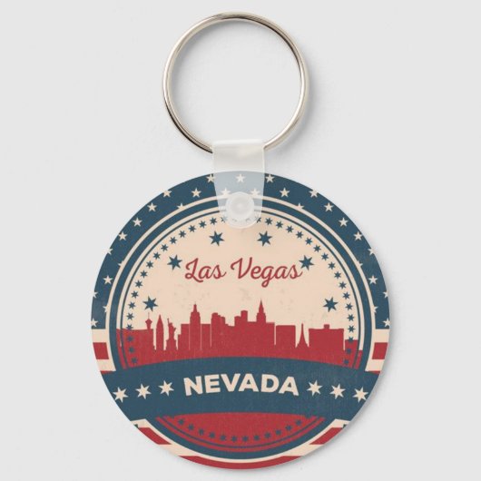 Retro Las Vegas Silhouette Sleutelhanger (Voorkant)
