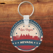 Retro Las Vegas Silhouette Sleutelhanger (Voorkant)