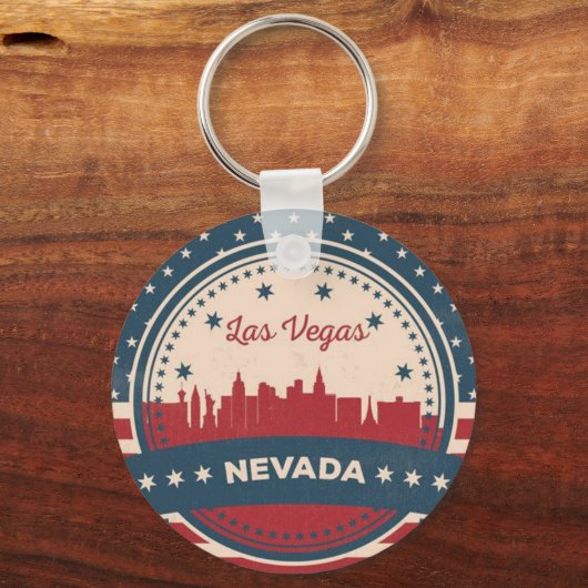 Retro Las Vegas Silhouette Sleutelhanger (Voorkant)