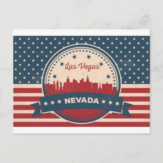 Retro Las Vegas Skyline Briefkaart (Voorkant)