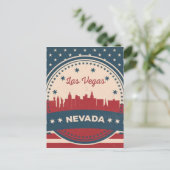 Retro Las Vegas Skyline Briefkaart (Staand voorkant)