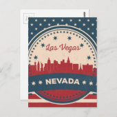 Retro Las Vegas Skyline Briefkaart (Voorkant / Achterkant)