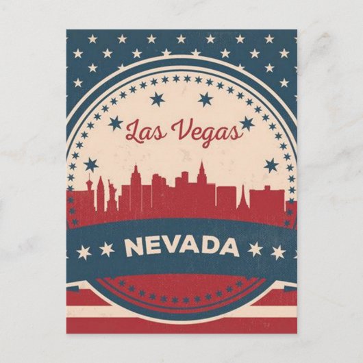 Retro Las Vegas Skyline Briefkaart (Voorkant)