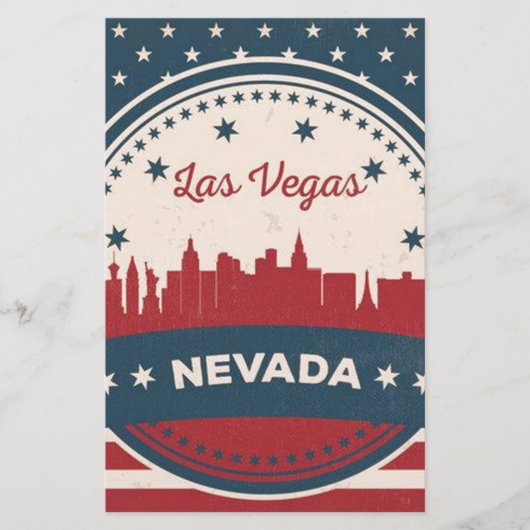 Retro Las Vegas Skyline Briefpapier (Voorkant)