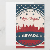Retro Las Vegas Skyline Briefpapier (Voorkant / Achterkant)