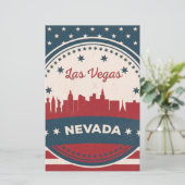 Retro Las Vegas Skyline Briefpapier (Staand voorkant)