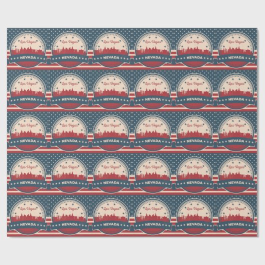 Retro Las Vegas Skyline Cadeaupapier (Vlak)