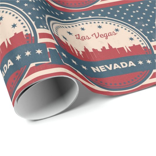 Retro Las Vegas Skyline Cadeaupapier (Rol Hoek)
