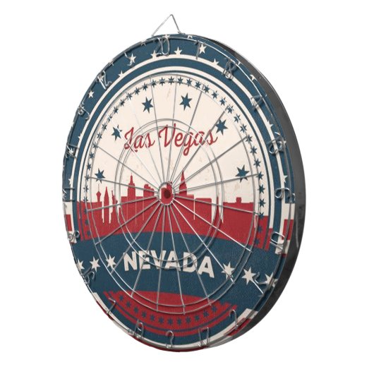Retro Las Vegas Skyline Dartbord (Voorkant Rechts)