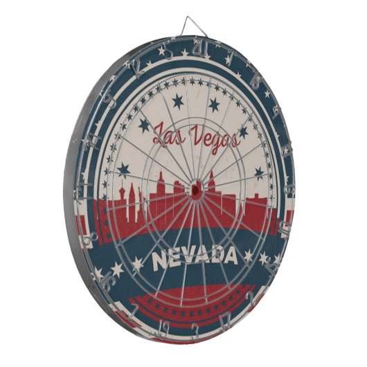 Retro Las Vegas Skyline Dartbord (Voorkant Links)
