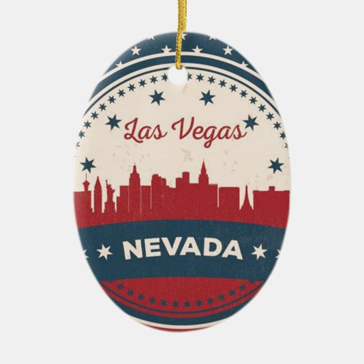 Retro Las Vegas Skyline Keramisch Ornament (Voorkant)