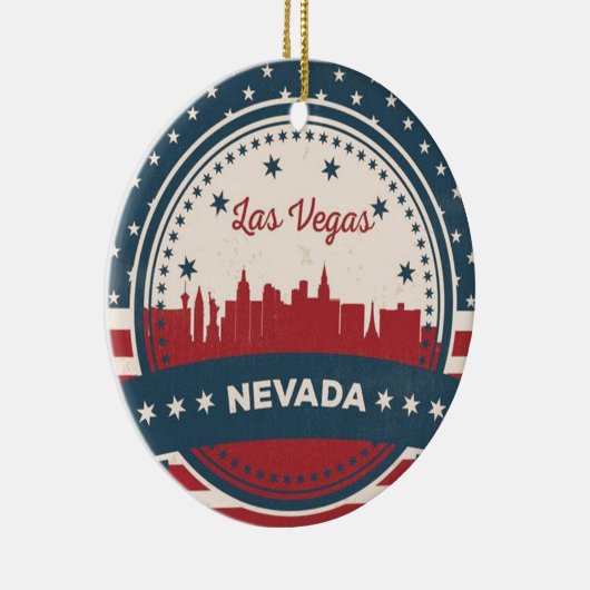 Retro Las Vegas Skyline Keramisch Ornament (Rechts)
