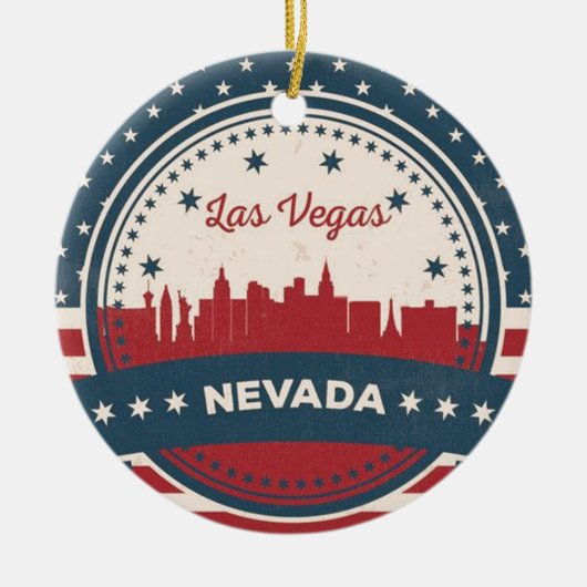 Retro Las Vegas Skyline Keramisch Ornament (Voorkant)