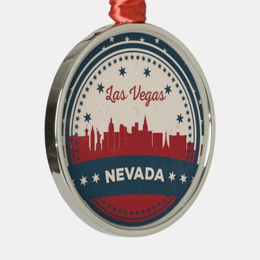 Retro Las Vegas Skyline Metalen Ornament (Rechts)