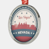 Retro Las Vegas Skyline Metalen Ornament (Links)