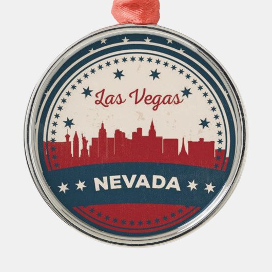 Retro Las Vegas Skyline Metalen Ornament (Voorkant)