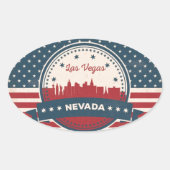 Retro Las Vegas Skyline Ovale Sticker (Voorkant)
