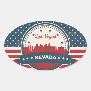 Retro Las Vegas Skyline Ovale Sticker