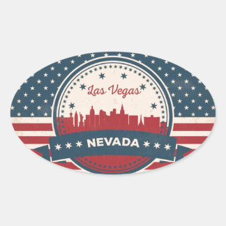 Retro Las Vegas Skyline Ovale Sticker