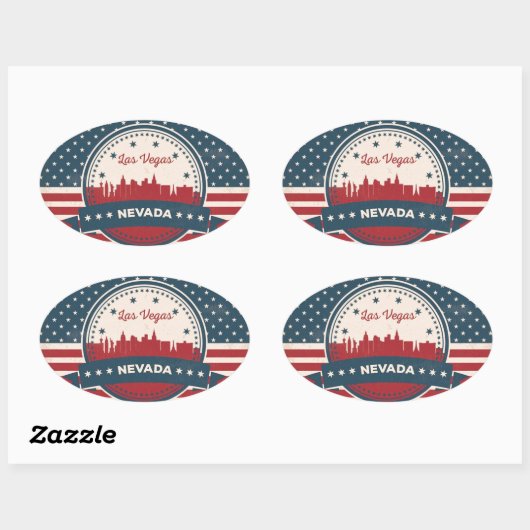 Retro Las Vegas Skyline Ovale Sticker (Vel)