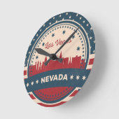 Retro Las Vegas Skyline Ronde Klok (Hoek)