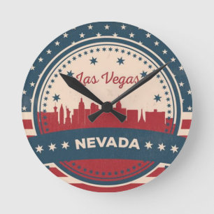 Retro Las Vegas Skyline Ronde Klok