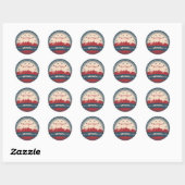 Retro Las Vegas Skyline Ronde Sticker (Vel)