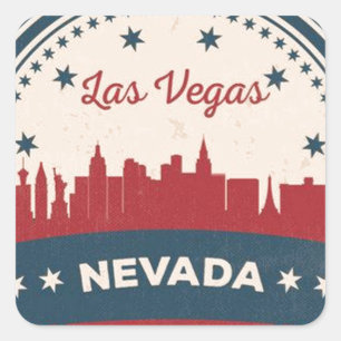 Retro Las Vegas Skyline Vierkante Sticker
