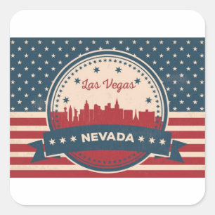 Retro Las Vegas Skyline Vierkante Sticker