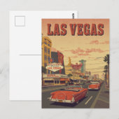 Retro Las Vegas Strip Drive Briefkaart (Voorkant / Achterkant)