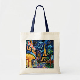 Retro Las Vegas Van Gogh Style Casino Night City  Tote Bag