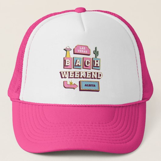 Retro las vegas vrijgezellenweekend trucker pet (Voorkant)