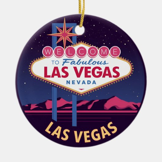 Retro Las Vegas Welkomstbord Keramisch Ornament (Voorkant)
