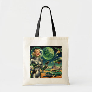 Retro Laserstraal Pin-Up Tote Bag