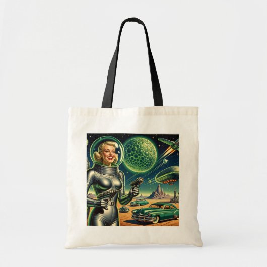 Retro Laserstraal Pin-Up Tote Bag (Voorkant)