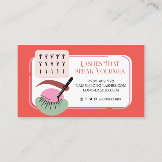 Retro Lash extensie wimpers schoonheidsspecialiste Visitekaartje (Achterkant)