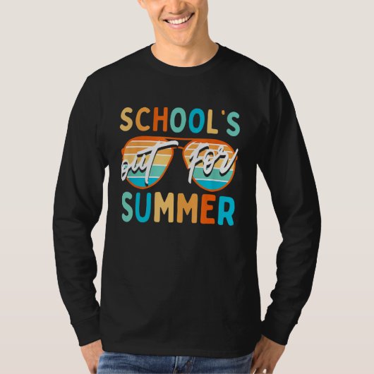 Retro Last Day Of School Schools Out For Summer Te T-shirt (Voorkant)