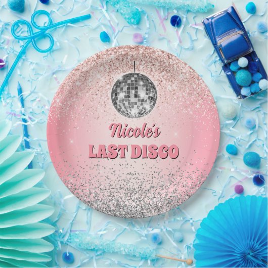 Retro Last Disco Bachelorette Custom Papieren Bordje (Feest)