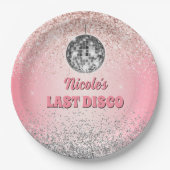 Retro Last Disco Bachelorette Custom Papieren Bordje (Voorkant)