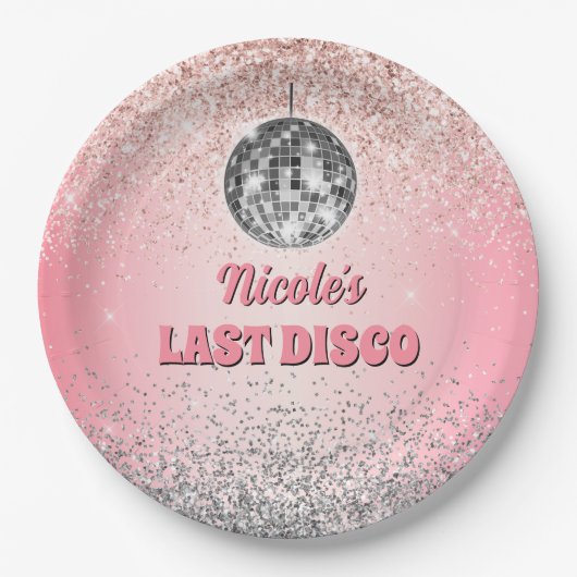 Retro Last Disco Bachelorette Custom Papieren Bordje (Voorkant)