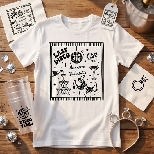 Retro Last Disco Bachelorette-shirt | T-shirt