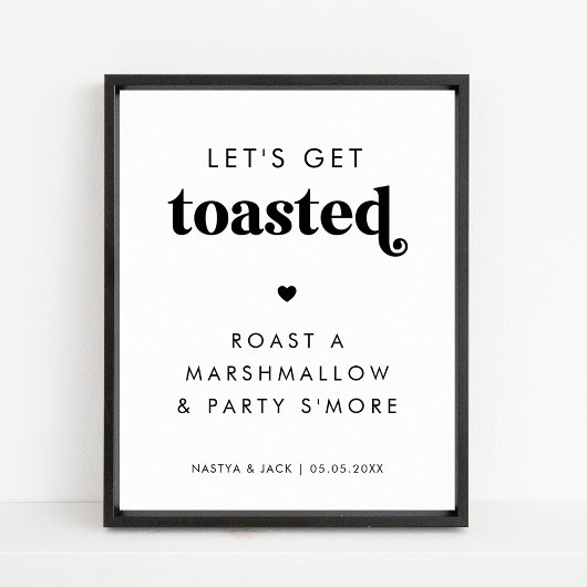 Retro Laten we geroosterd marshmallow trouwbord Poster